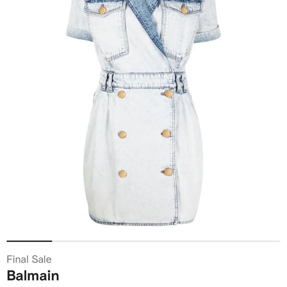 Balmain Denim Dress with Gold Buttons 34